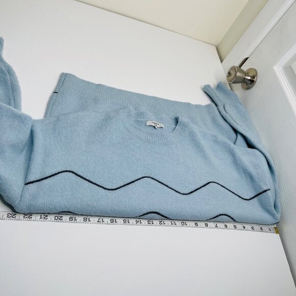 FRNCH Nisa Wave Sweater Womens S Metallic Blue Balloon Sleeves Relaxed Knit - Picture 9 of 11